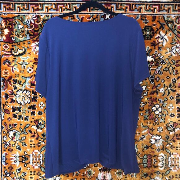 I.N.C. Women's Navy Blue Short Sleeve V-Neck Blouse size 3X - Picture 3 of 5